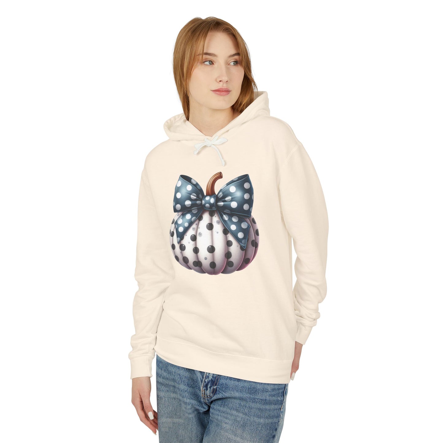 Polka Dot Pumpkin Charm Lightweight Hooded Sweatshirt