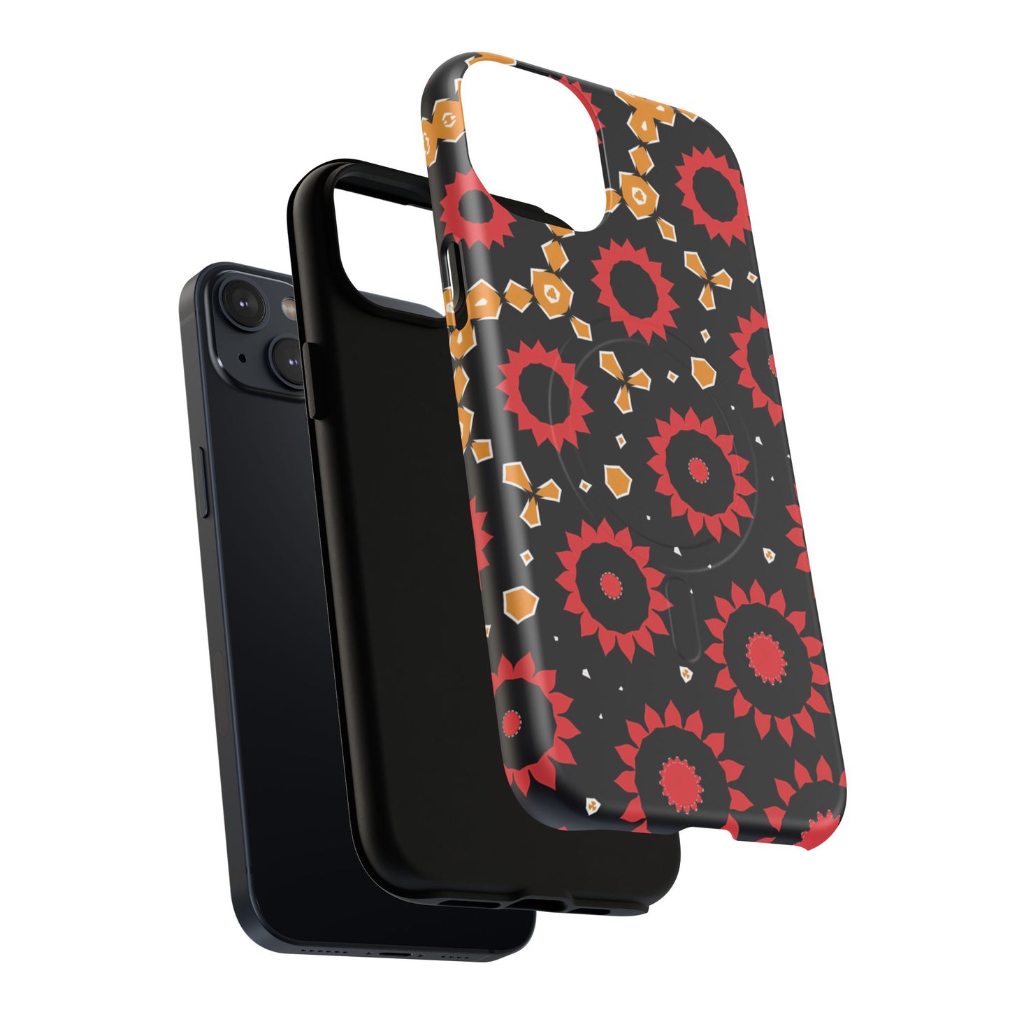 Midnight Ember Bloom Tough Magnetic iPhone Case, Bohemian Floral Design, Stylish iPhone Protection, Gift for Her, Trendy iPhone Accessories