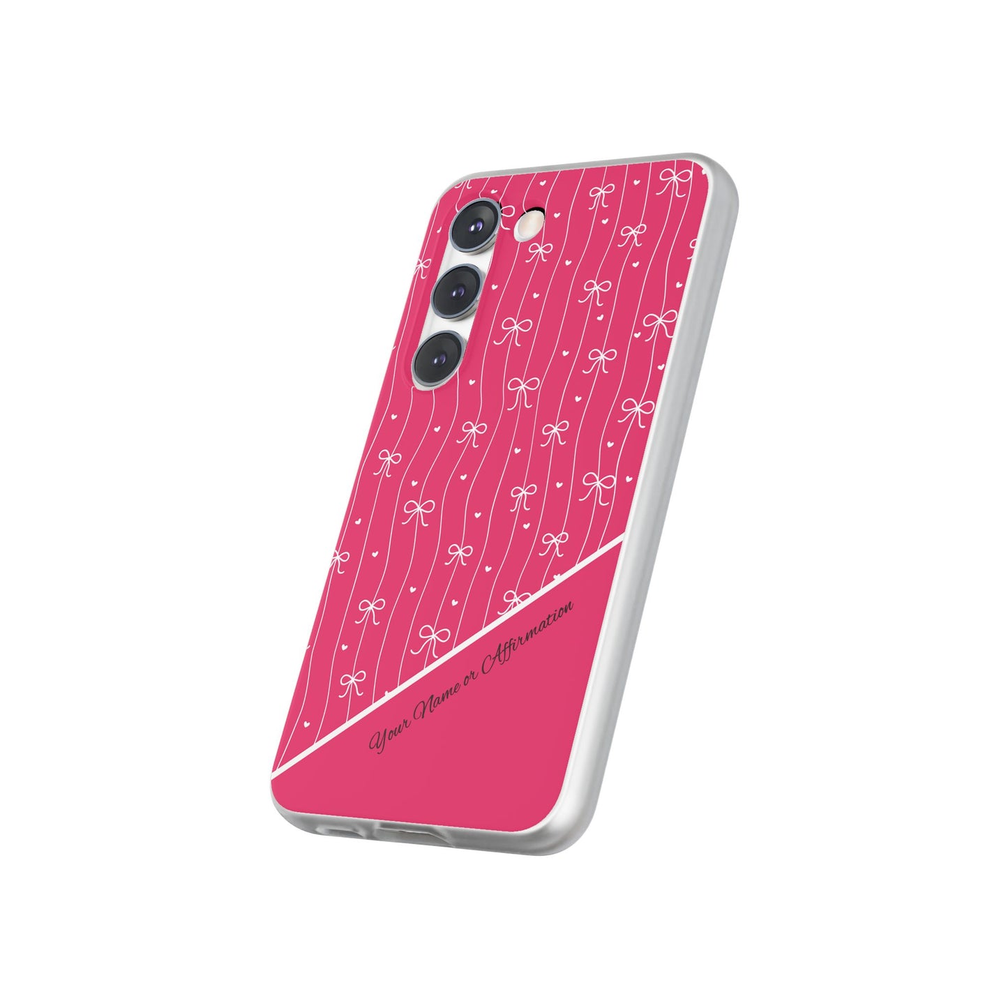 Personalized Pink Bow Coquette Slim Flexi iPhone and Samsung Cases — Custom Name or Affirmation