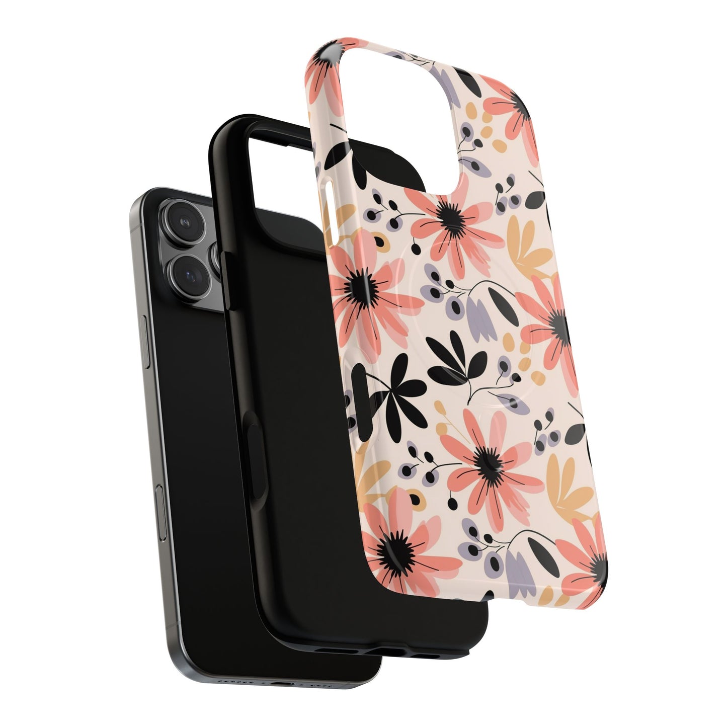 Stylish Soft Petal Noir iPhone Case, Floral iPhone Accessory for Her, Tough iPhone Magnetic Cases, Trendy iPhone Cover, Gift for Friends, Summer Vibes