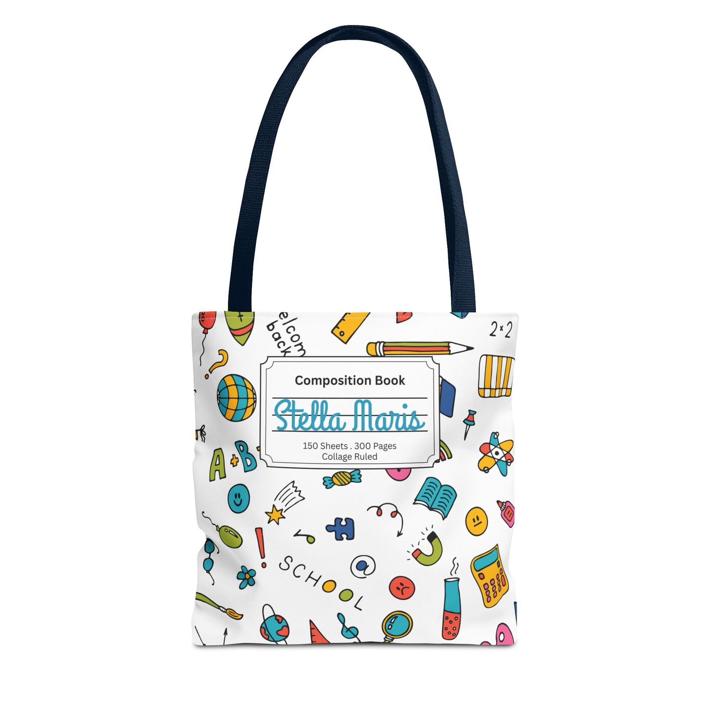 Personalized Classroom Couture Composition Book Inspired Tote Bag, Back to School Tote, Teacher Gift, Kids Bag, Custom Name Bag, Educational Accessories, Back to School Tote Bag.