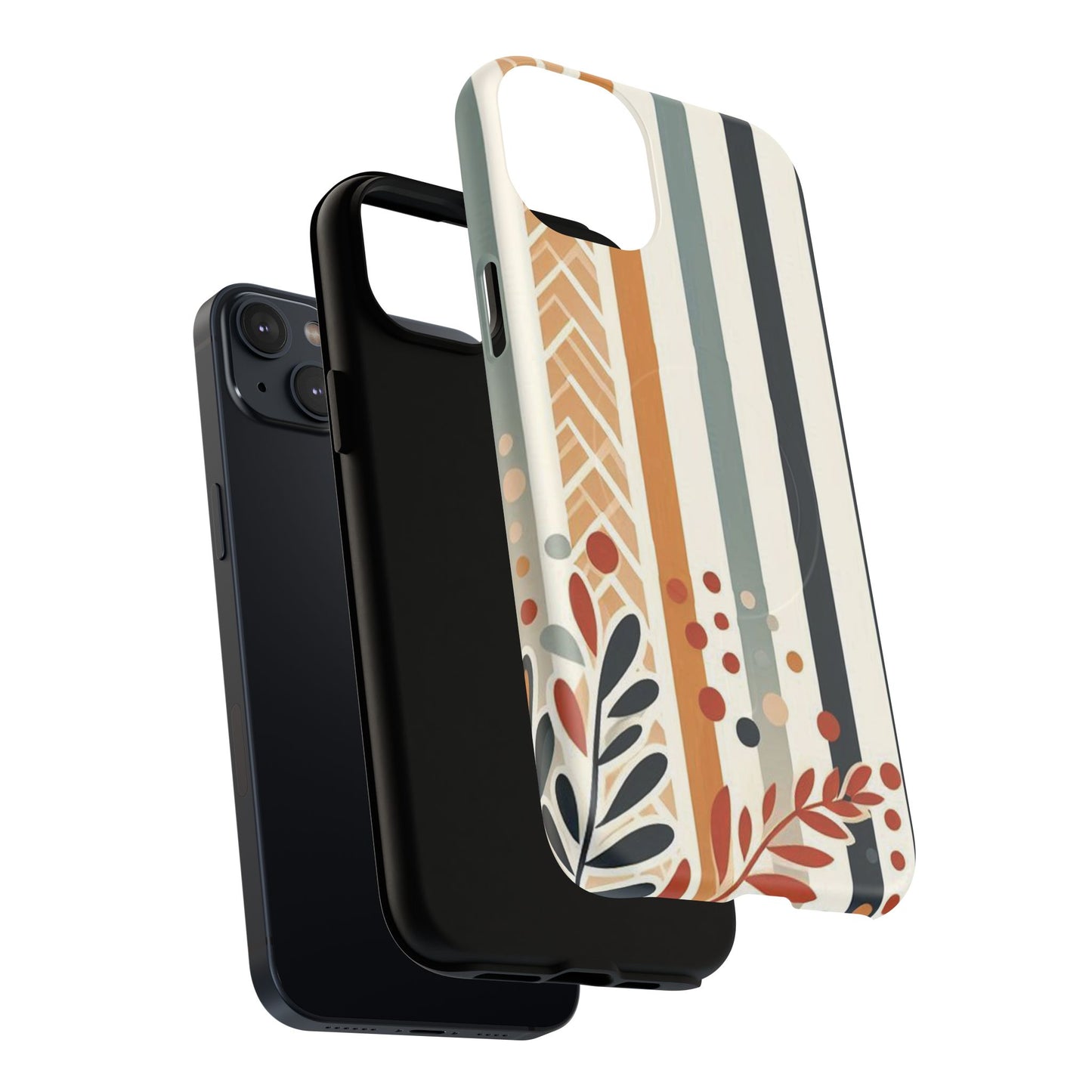Terracotta Trails Tough Magnetic iPhone Cases for Everyday Use, Floral Patterned Stability Case, Gift for Her, Durable iPhone Accessory.