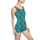 Turquoise Tropical Bliss Women's Vintage Swimsuit (AOP)