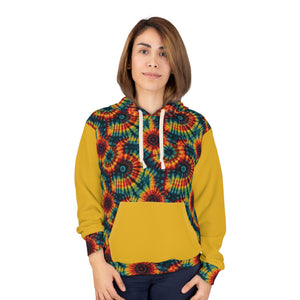 Rainbow Swirl Tie and Dye Unisex Pullover Hoodie (AOP)