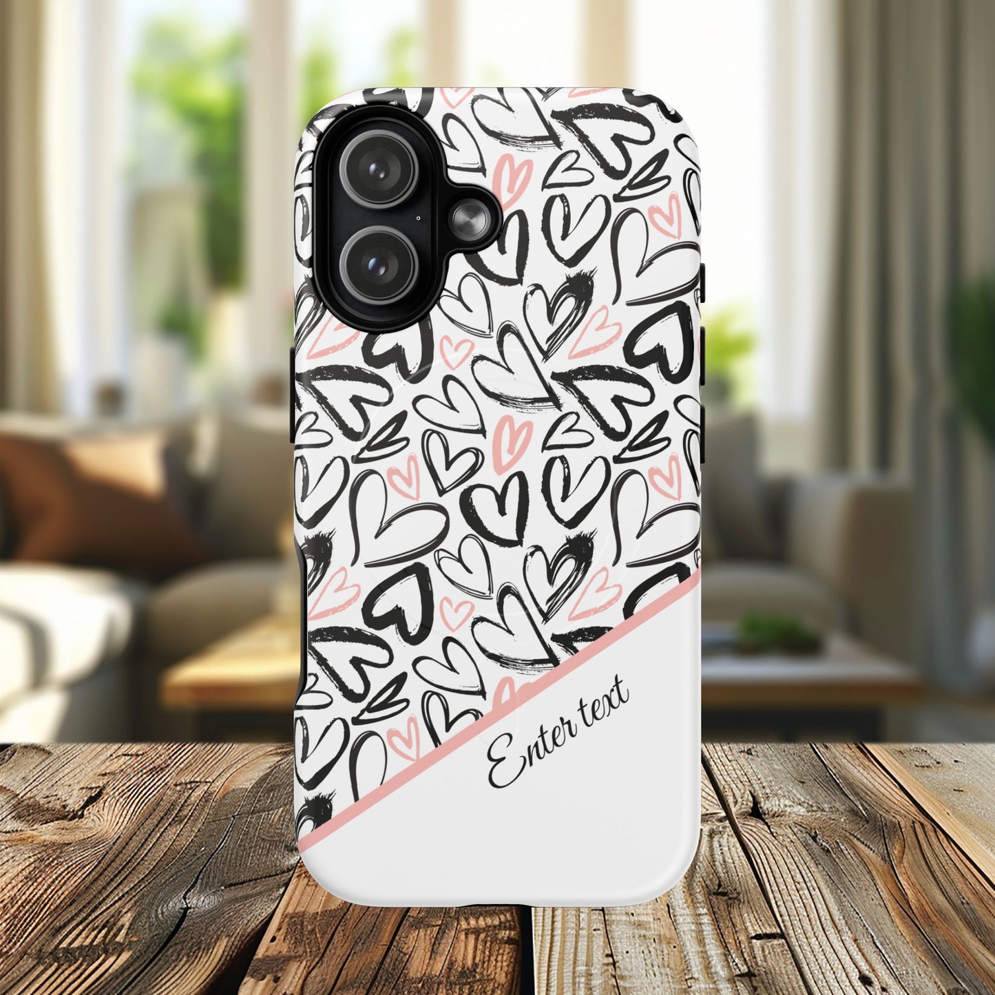 Heart Scribbles Tough Magnetic MagSafe®Case - Cute, Stylish, Gifts for Her, Love, Valentine's Day,  iPhone® 13, 14, 15, 16, 17, Pro, Pro Max, Plus Cases.