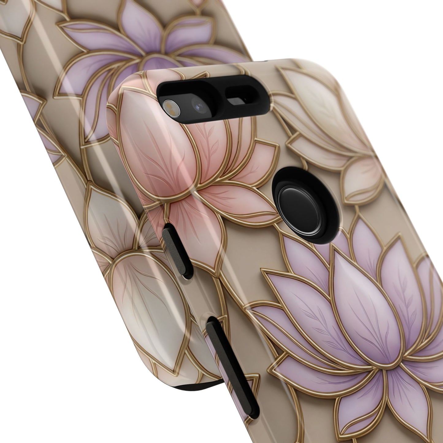 Personalized Lotus Floral Stained Glass Effect Tough Phone Case