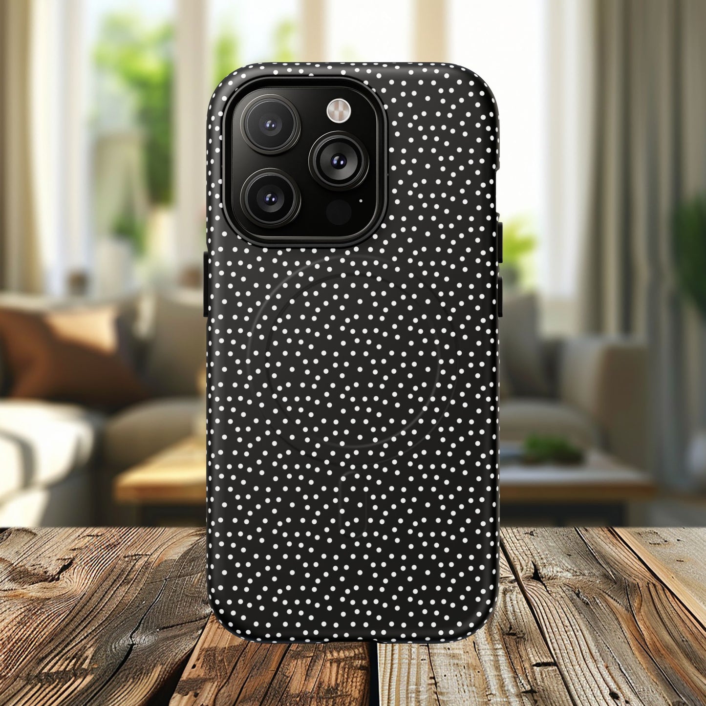 Small Polka Dot Tough iPhone Magnetic Case, Durable iPhone Accessories, Gifts for Tech Lovers, Modern Design.