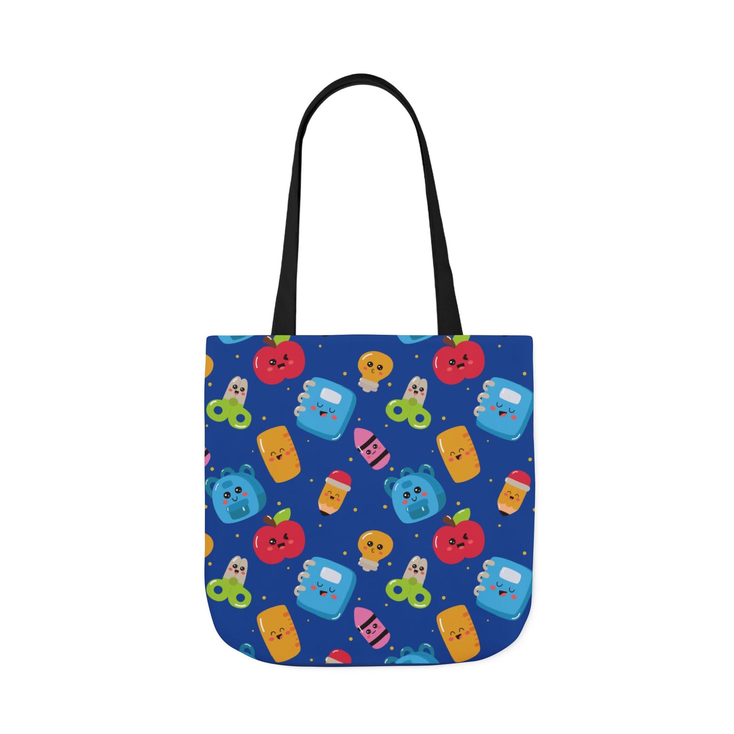 Personalized Blue Kawaii Composition Book Inspired Canvas Tote Bag with Colorful Straps, Cute School Bag, Eco-Friendly Tote, Back to School Shopping Bag, Teacher Gift Idea