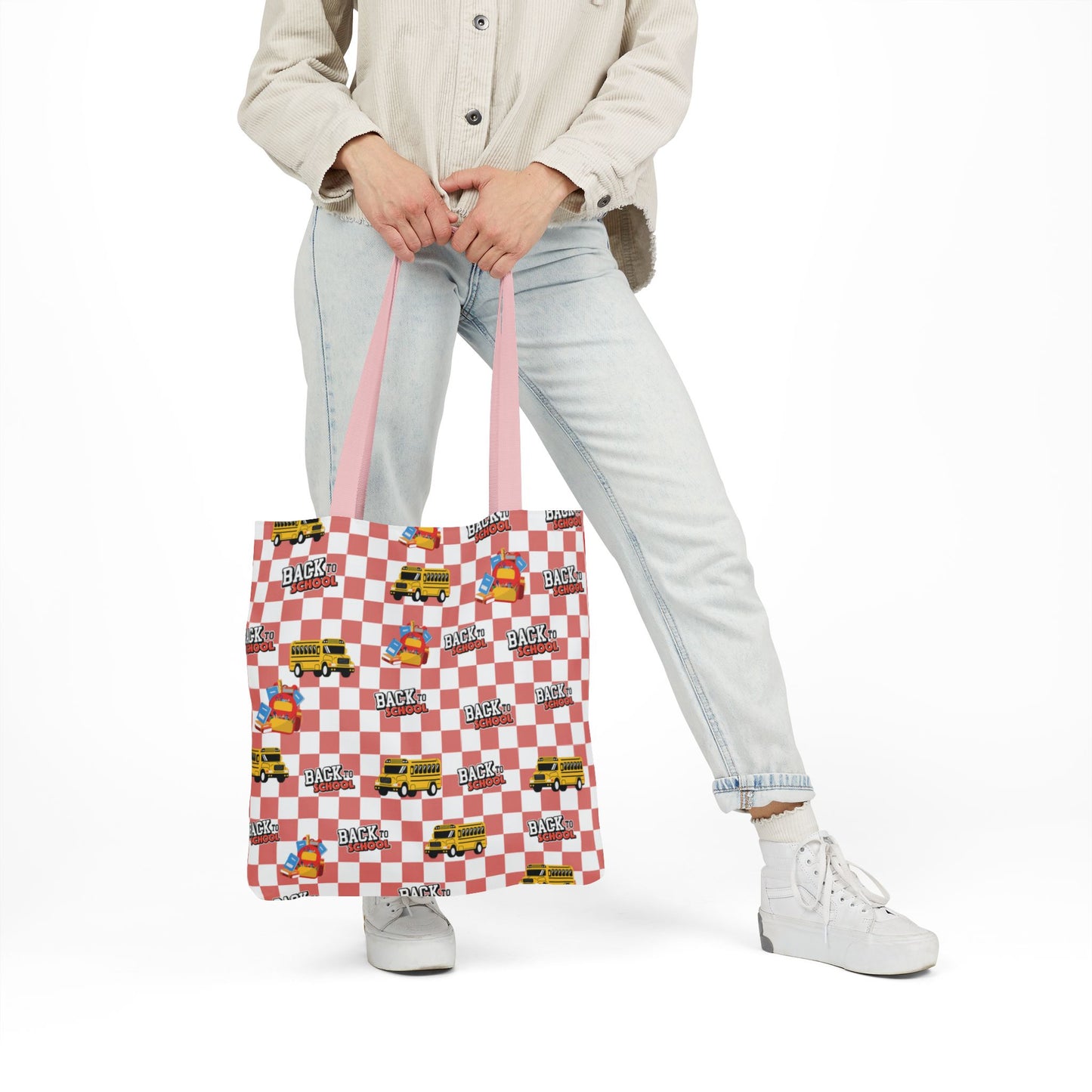 Personalized Red Schoolyard Chic Composition Book Inspired Canvas Tote Bag with Colorful Straps, Cute School Bag, Eco-Friendly Tote, Back to School Shopping Bag, Teacher Gift Idea