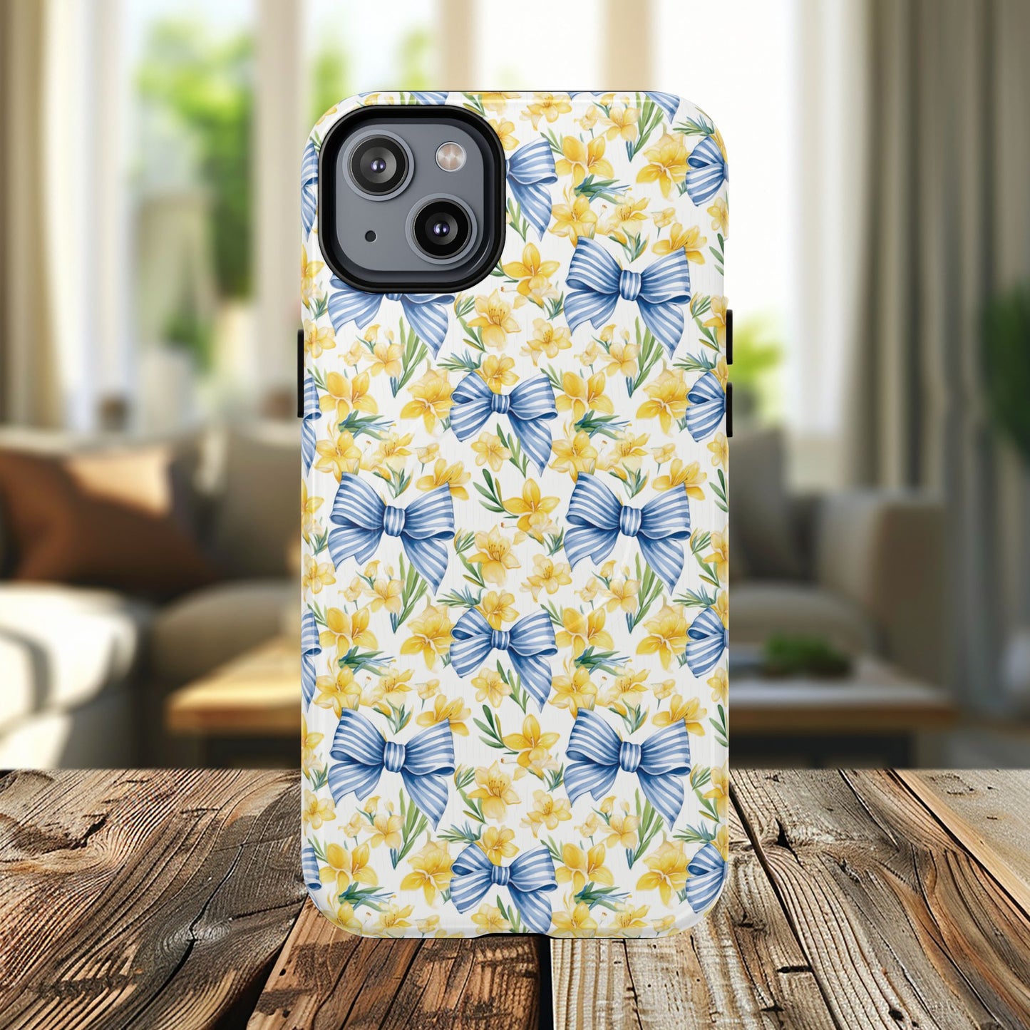 Sunshine Blue Coquette Bows Tough iPhone Magnetic Case for iPhones, Cute iPhone Cover, Spring Gift, Durable Case, Custom iPhone Protection