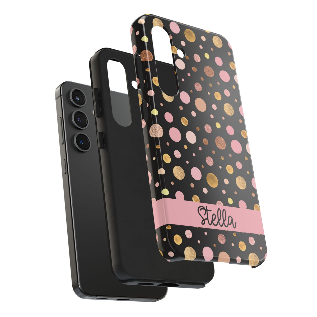 Personalized Gold & Pink Confetti Tough Phone Case — Glitter Dot Protective Phone Cover