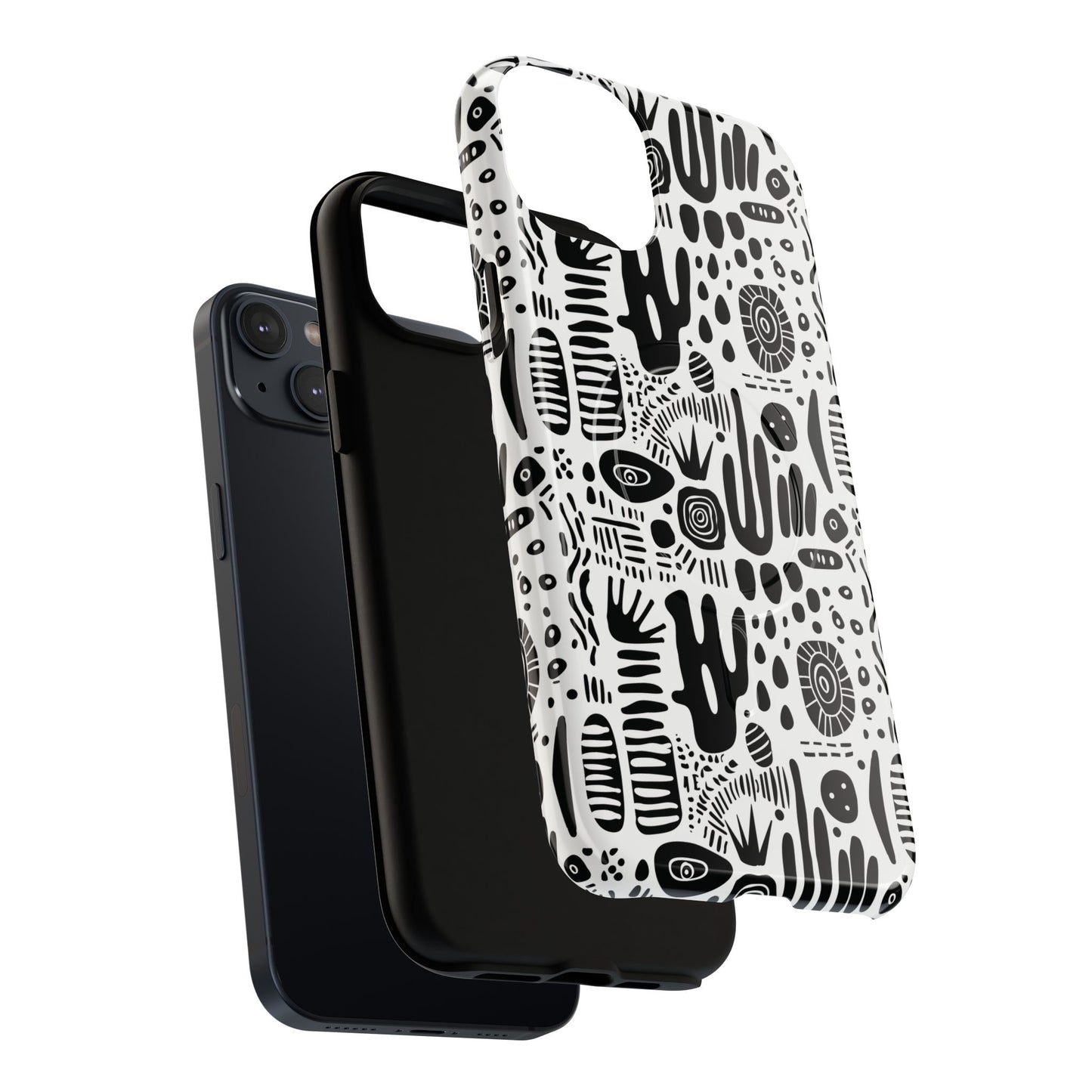 Abstract Monochrome Tough Magnetic iPhone Cases, Stylish Phone Cover, Durable Phone Protector, Modern Tech Accessories, Unique Gift Ideas