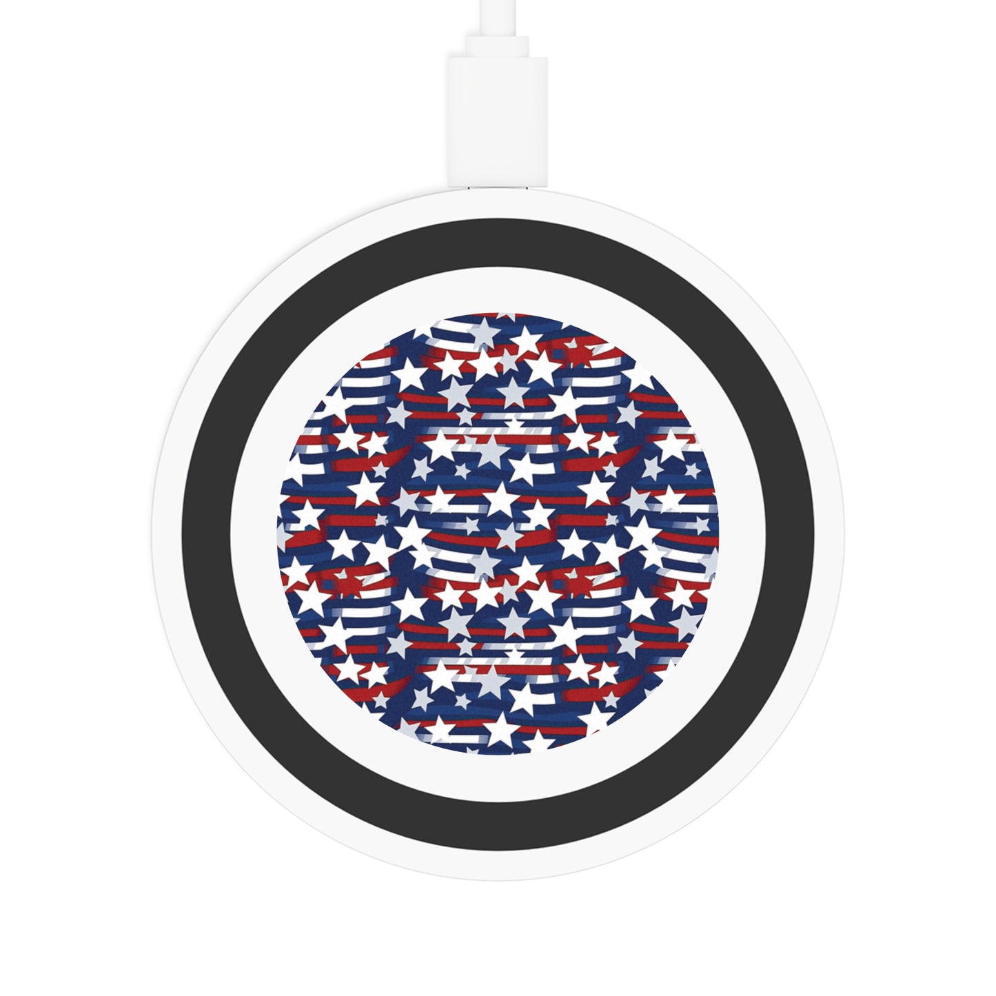 Patriotic Wave Wireless Charging Pad | USA Star Design.