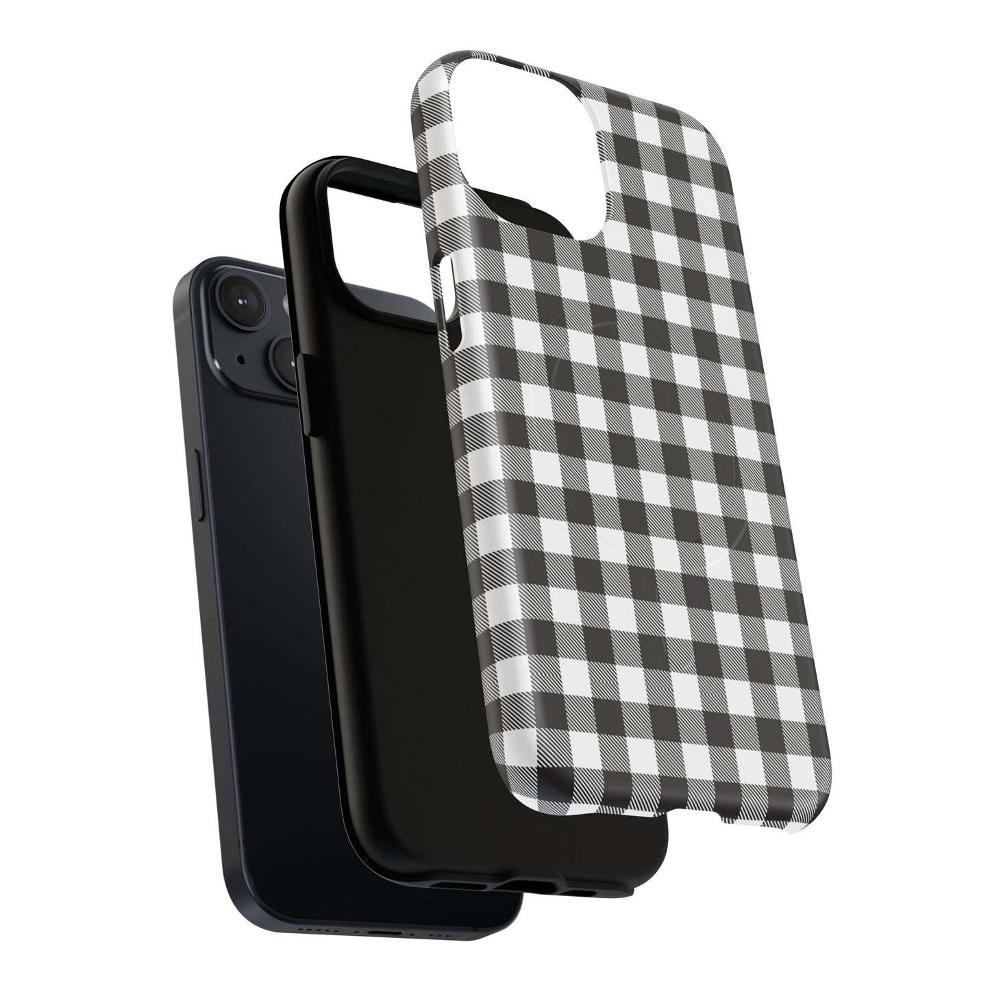 Black and White Gingham Phone Case, Tough Magnetic Cases, Stylish Phone Cover, Gift for Her, Trendy Phone Accessory, Checkered Print