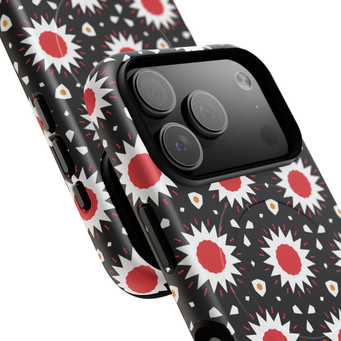 Crimson Spark Radiance Bold Floral Magnetic iPhone Cases, Stylish Tough Cases, Unique iPhone Accessories, Perfect Gift for Her, Trendy Tech Gear.