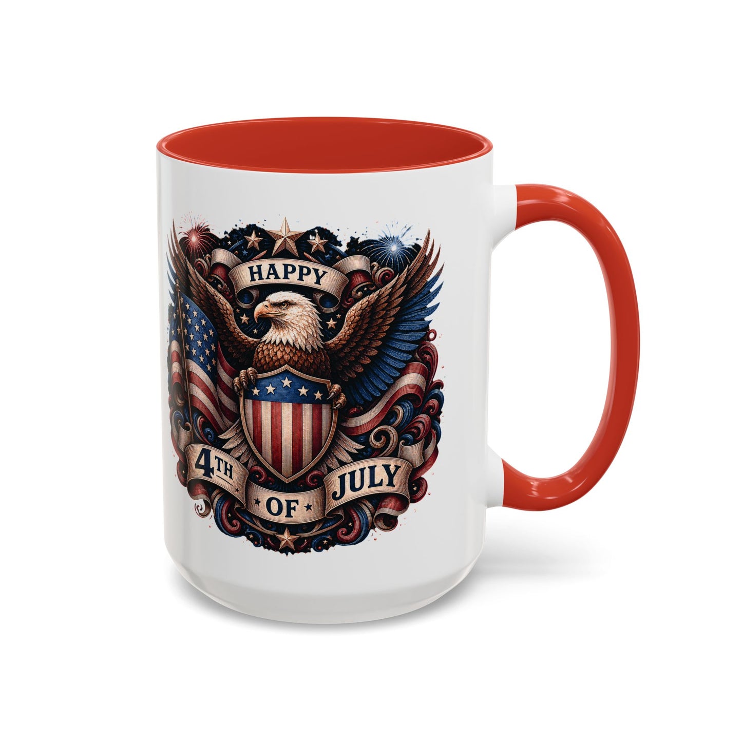 4th of July Eagle Coffee Mug — Patriotic American Flag Accent Mug (11/15oz)