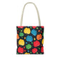 All-Over Apple Print Personalized Tote Bag — Durable Everyday Carry (3 Sizes, 5 Handle Colors)