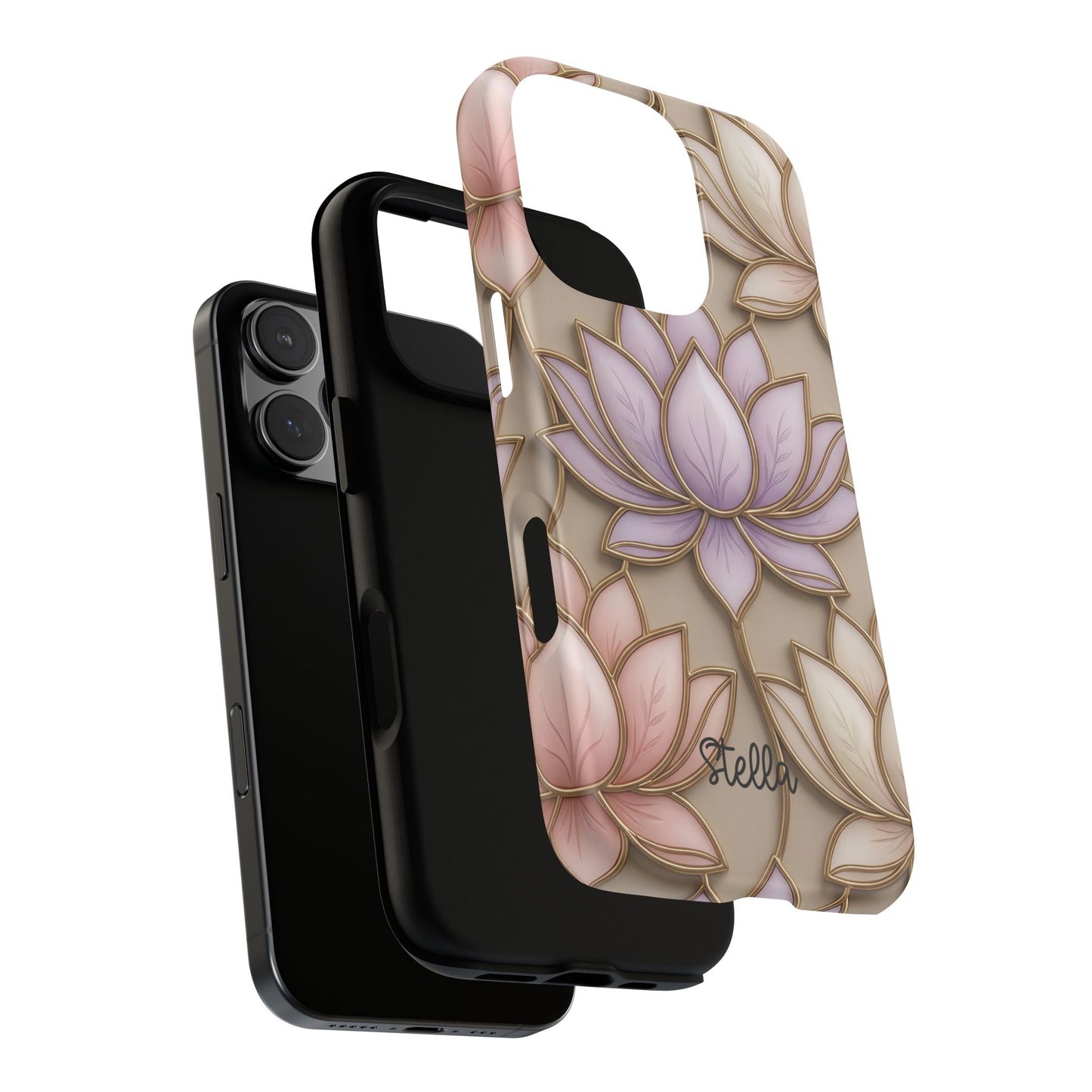 Personalized Lotus Floral Stained Glass Effect Tough Phone Case
