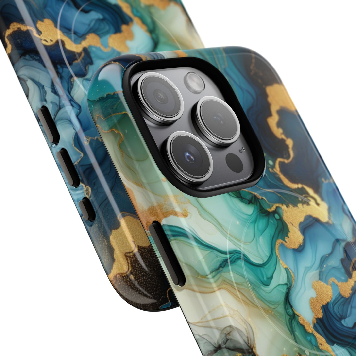 Ocean Quartz Luxe Marble Pattern Tough Magnetic iPhone Case, Phone Accessories, Luxury Gift, Durable iPhone Cover, Unique Design for iPhone Users.