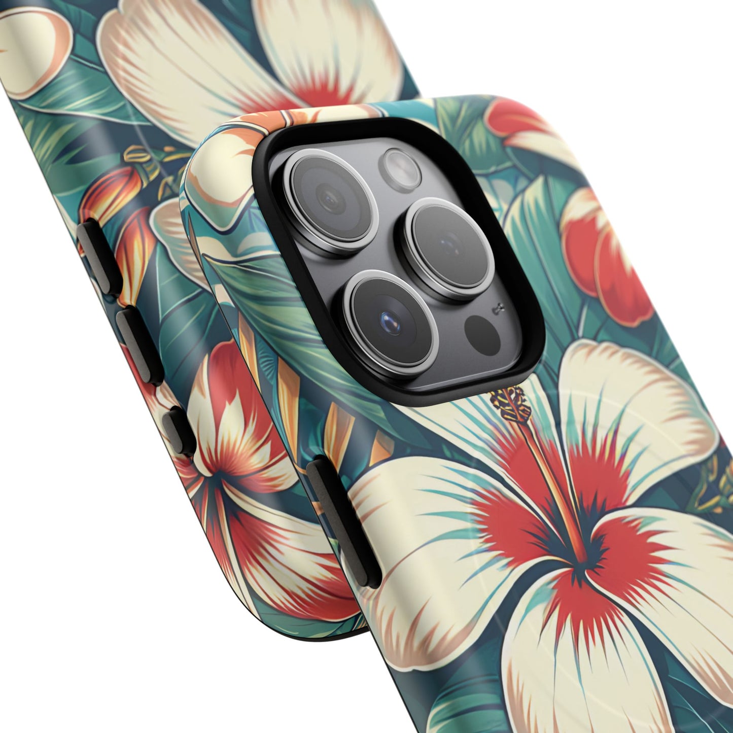 Tough Floral Phone Case, Tropical Hibiscus Design, Gift for Her, Summer Accessory, Customizable Phone Cover