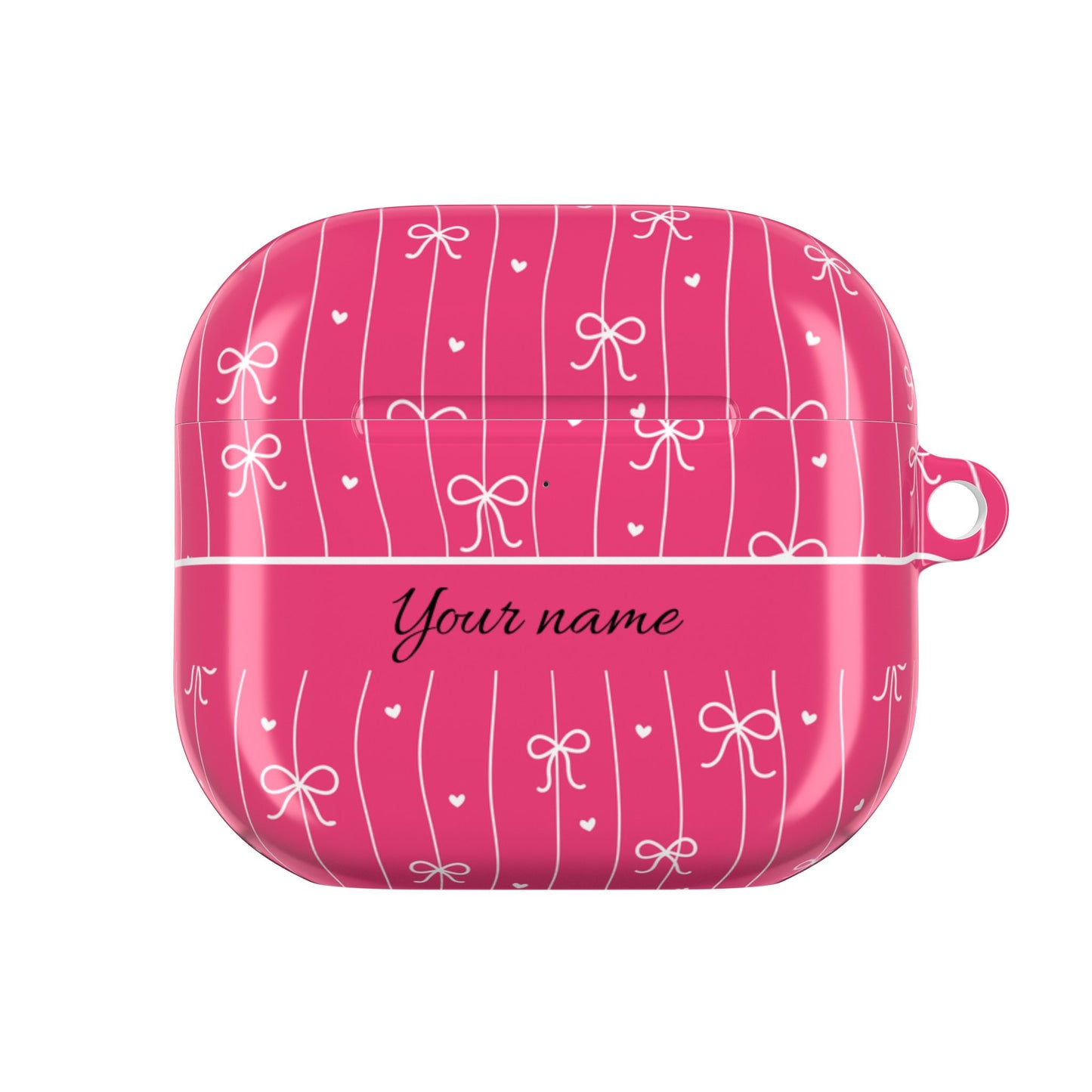 Personalized Pink Bow Coquette AirPod Cases — Custom Name Protective Cover