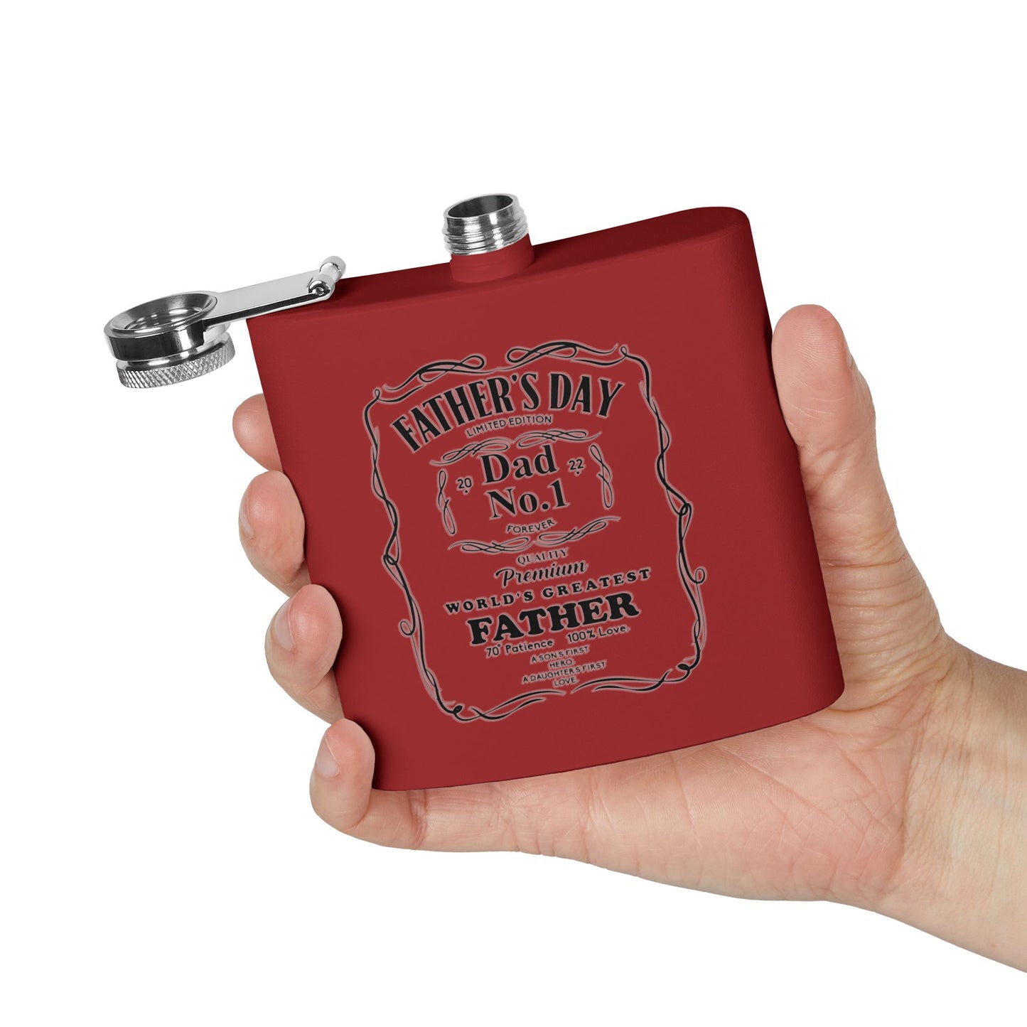 Father's Day Stainless Steel Flask - World's Greatest Dad Gift, Personalized Hip Flask, Groomsmen Gift, Engraved Drinkware