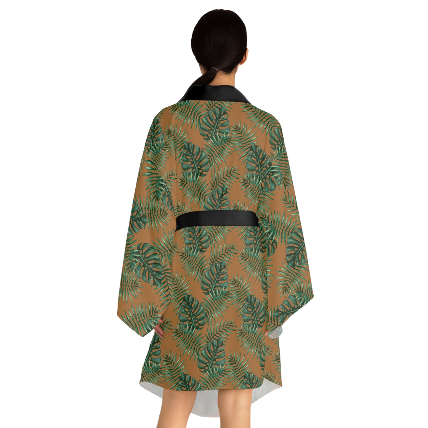 Brown Tropical Bliss Serenity Kimono Robe (AOP)