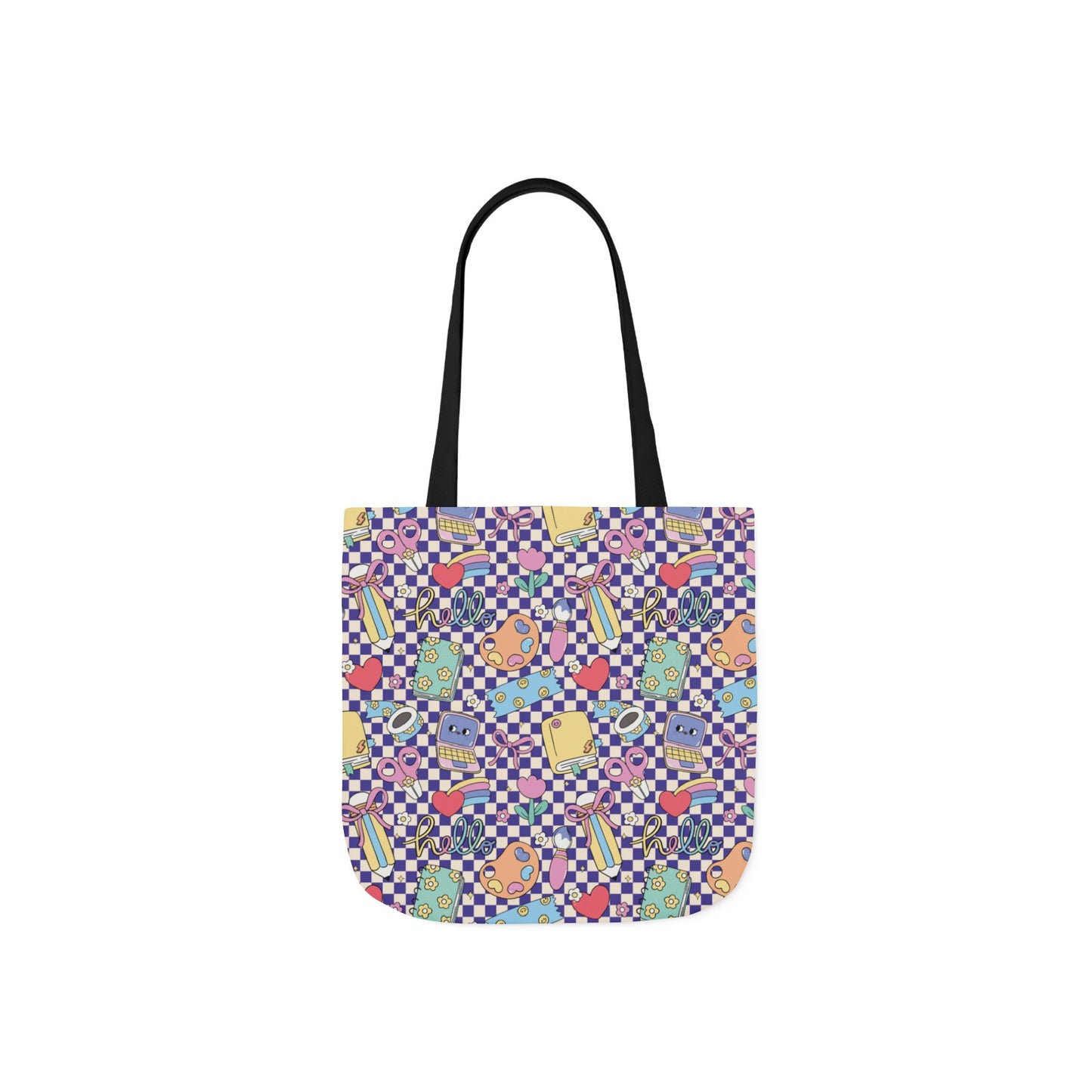 Personalized Purple Doodle Daydream Composition Book Inspired Canvas Tote Bag with Colorful Straps, Cute School Bag, Eco-Friendly Tote, Back to School Shopping Bag, Teacher Gift Idea