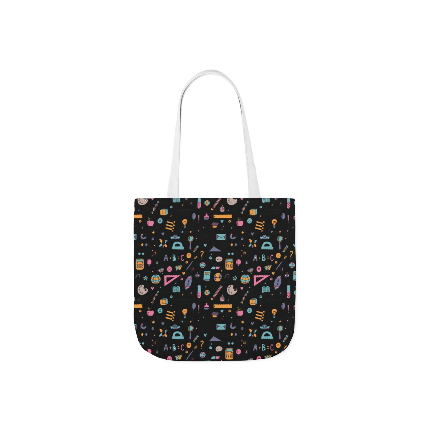 Personalized Chalkboard Chic Composition Book Inspired Canvas Tote Bag with Colorful Straps, Cute School Bag, Eco-Friendly Tote, Back to School Shopping Bag, Teacher Gift Idea