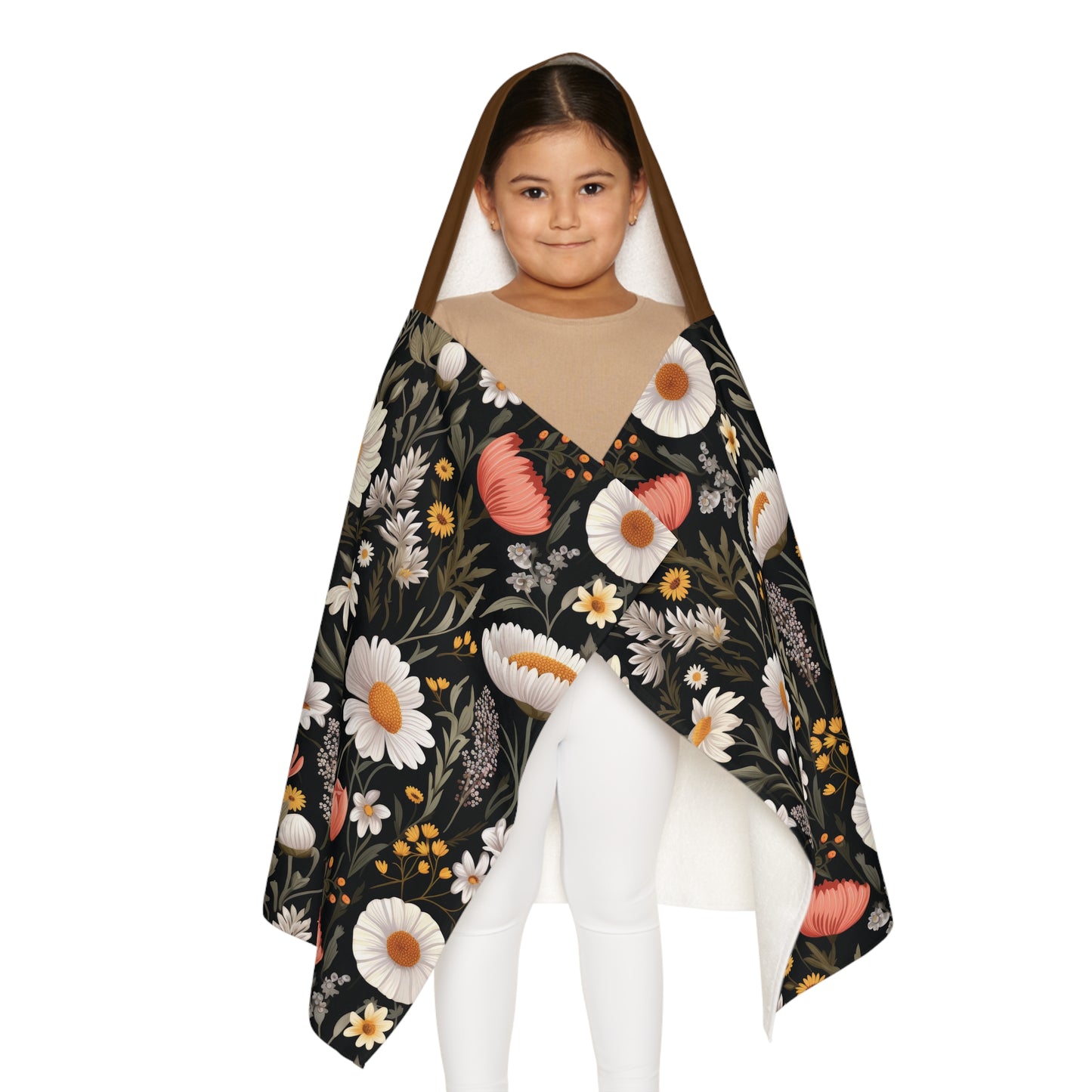 Blossom Elegance: Noir Garden Snuggle Youth Hooded Towel