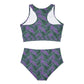 Purple Tropical Bliss Sporty Bikini Set/Beachwear (AOP)