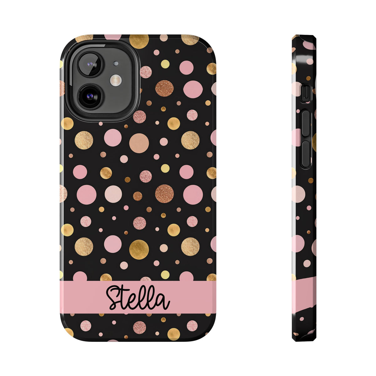 Personalized Gold & Pink Confetti Tough Phone Case — Glitter Dot Protective Phone Cover