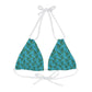 Turquoise Tropical Bliss Strappy Triangle Bikini Top (AOP)- (PY)