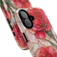 Stained Glass Effect Carnation Floral Tough Phone Case – Pink Vintage Botanical Protective Cover