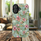 Aqua Bloom Serenity Tough iPhone Magnetic Cases, Cute Flower Design, Stylish Protection, Gift for Her, Trendy Accessories, iPhone MagSafe Accessory.