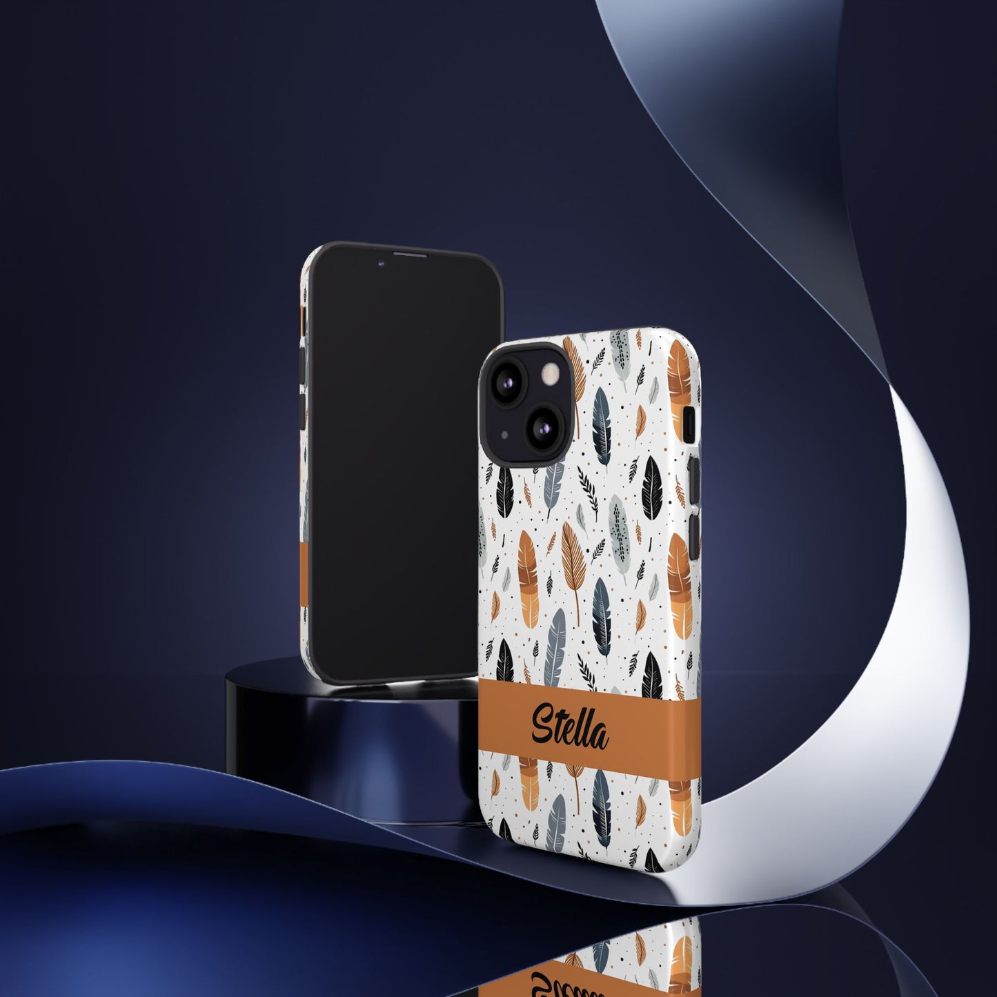 Personalized Whispering Feathers Samsung, Google Pixel and iPhone Case, Custom Name Case.