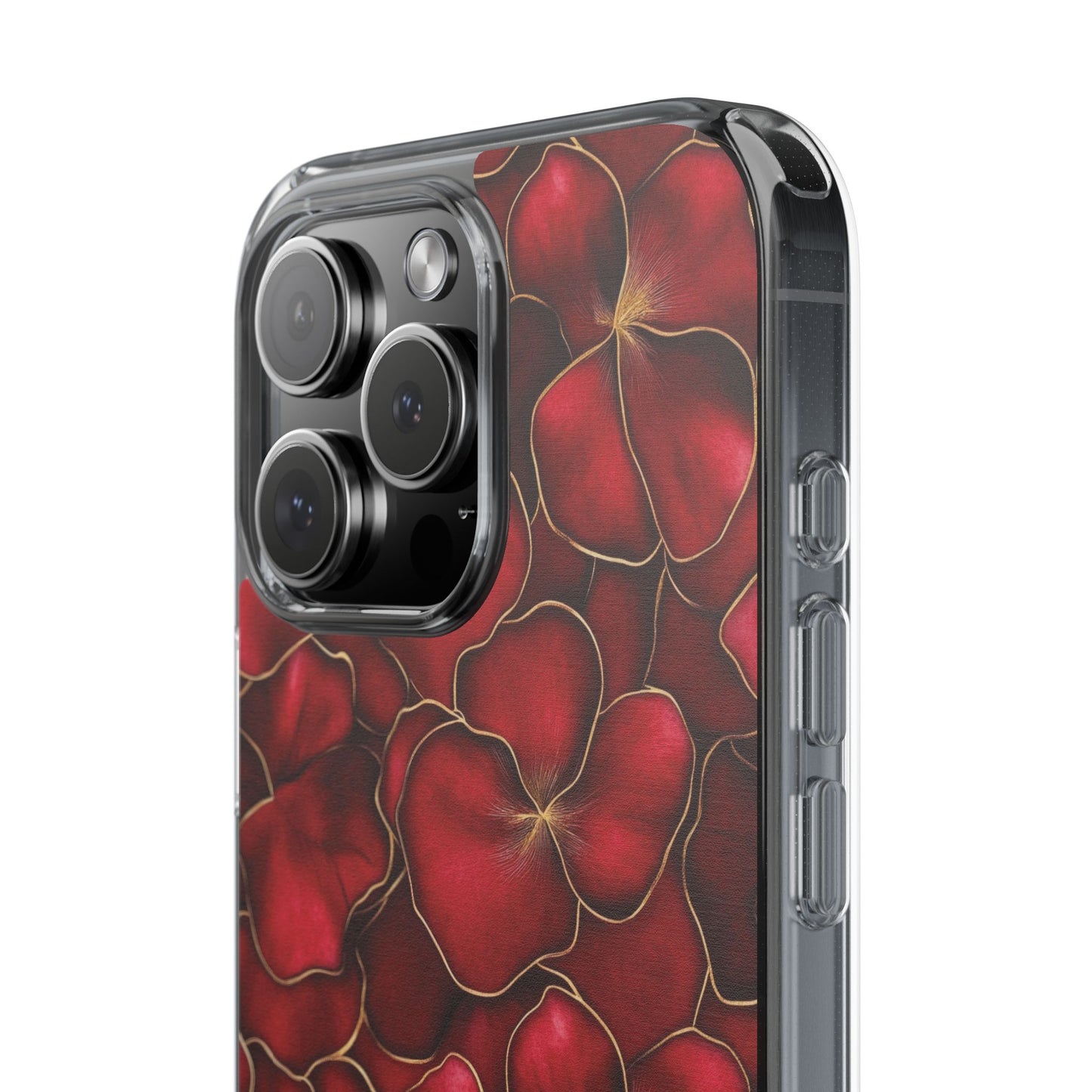 Velvet Petal Noir Floral Petal Clear Impact-Resistant iPhone and Samsung Case.