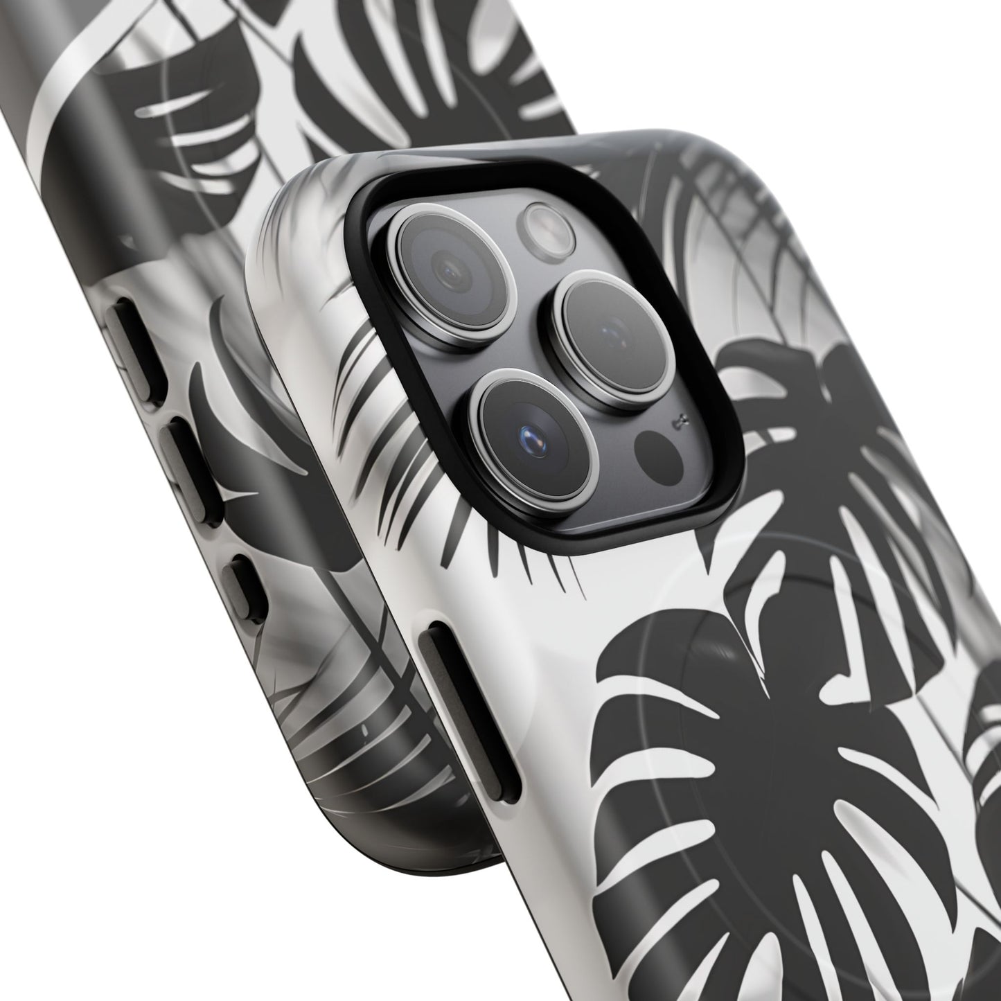 Personalized Monochrome Monstera Tropical Phone Case - Tough Magnetic MagSafe® Cases, Gifts for Nature Lovers, Stylish Phone Accessories, Gifts for Her.