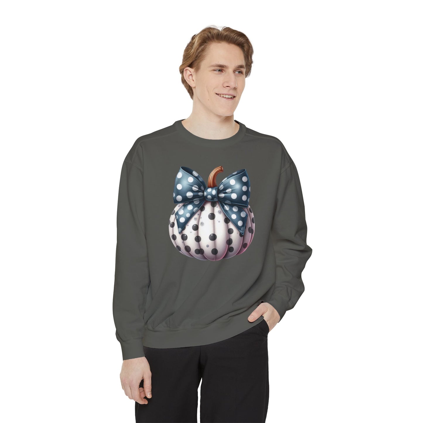 Polka Dot Pumpkin Charm Unisex Garment-Dyed Sweatshirt