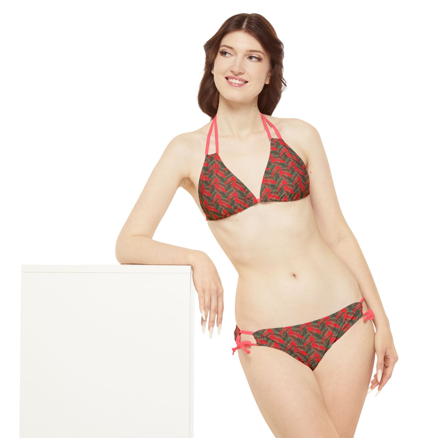 Red Tropical Bliss Strappy Bikini Set (AOP)