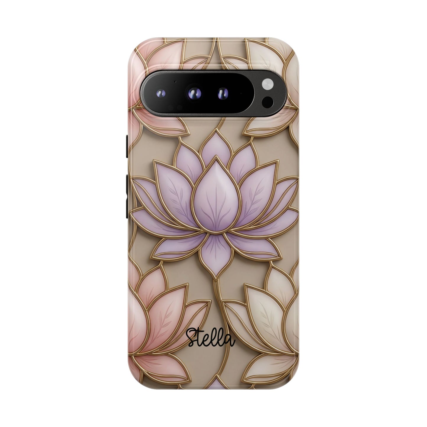 Personalized Lotus Floral Stained Glass Effect Tough Phone Case