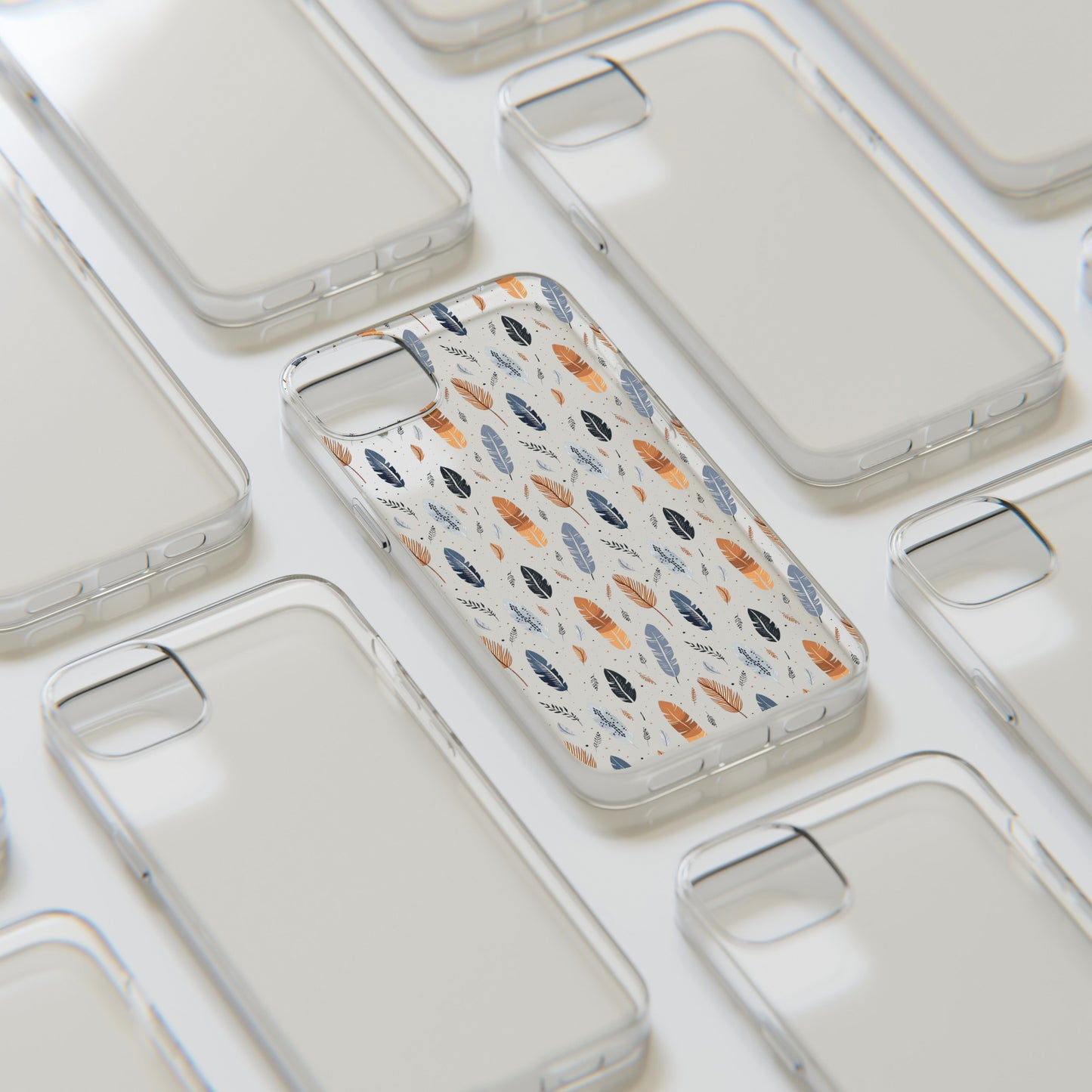 Whispering Feathers Clear Silicone iPhone Cases