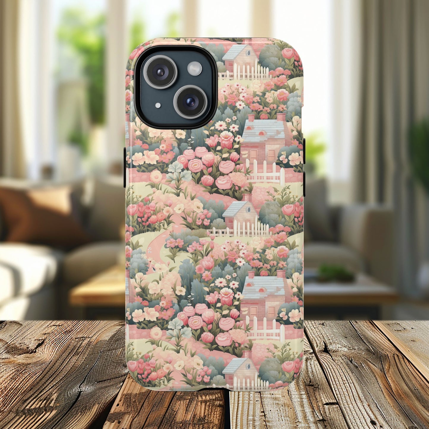 Pastel Garden Haven Tough iPhone Magnetic Case, Durable Protection, Flower Design, Gift for Her, Birthday, ,Phone Accessory, Spring Decor