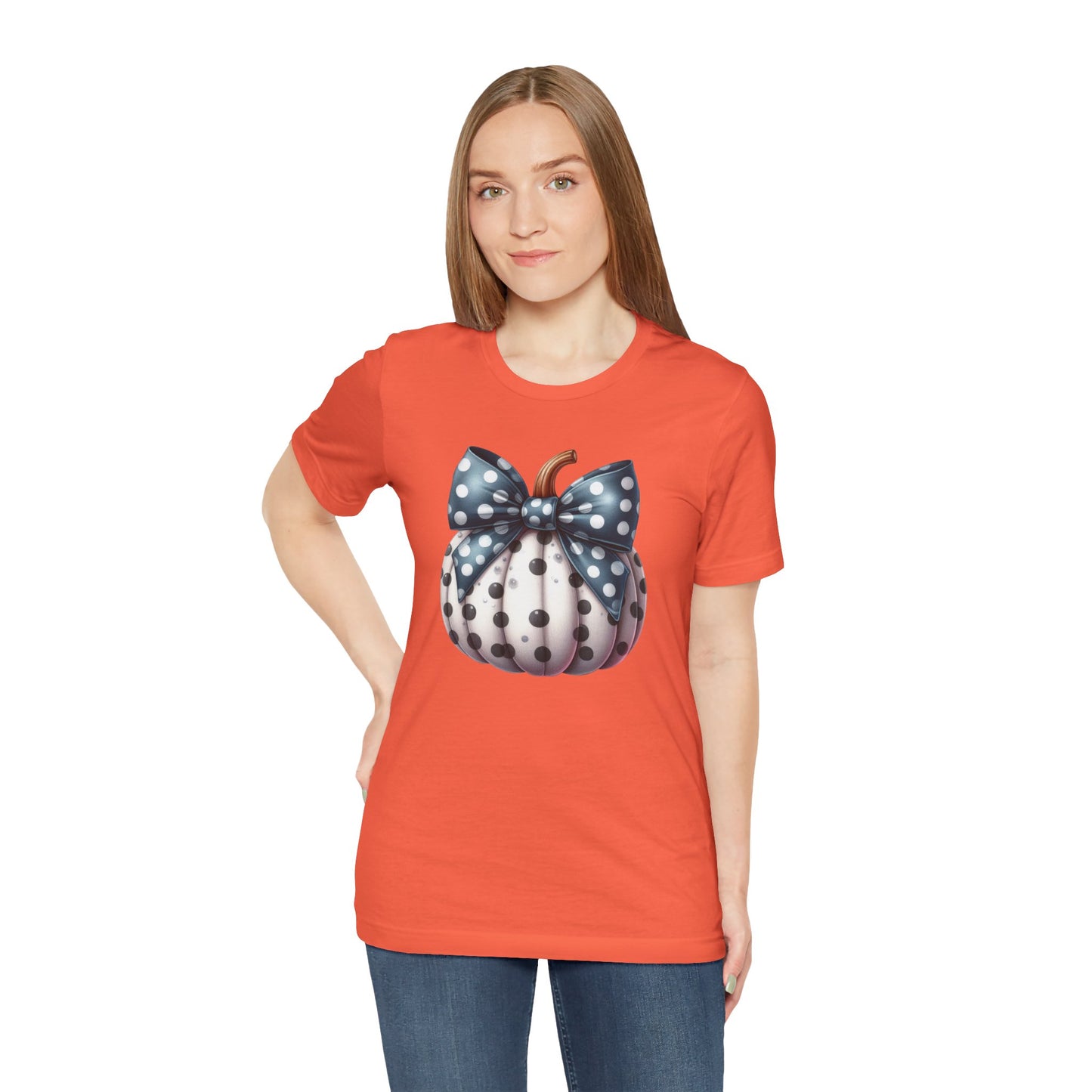 Polka Dot Pumpkin Charm Unisex Jersey Short Sleeve Tee