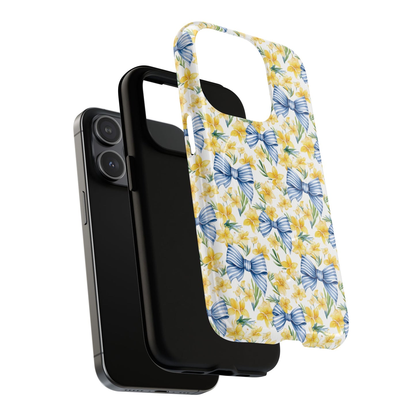 Sunshine Blue Coquette Bows Tough iPhone Magnetic Case for iPhones, Cute iPhone Cover, Spring Gift, Durable Case, Custom iPhone Protection