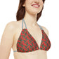 Red Tropical Bliss Strappy Triangle Bikini Top (AOP)- (PY)