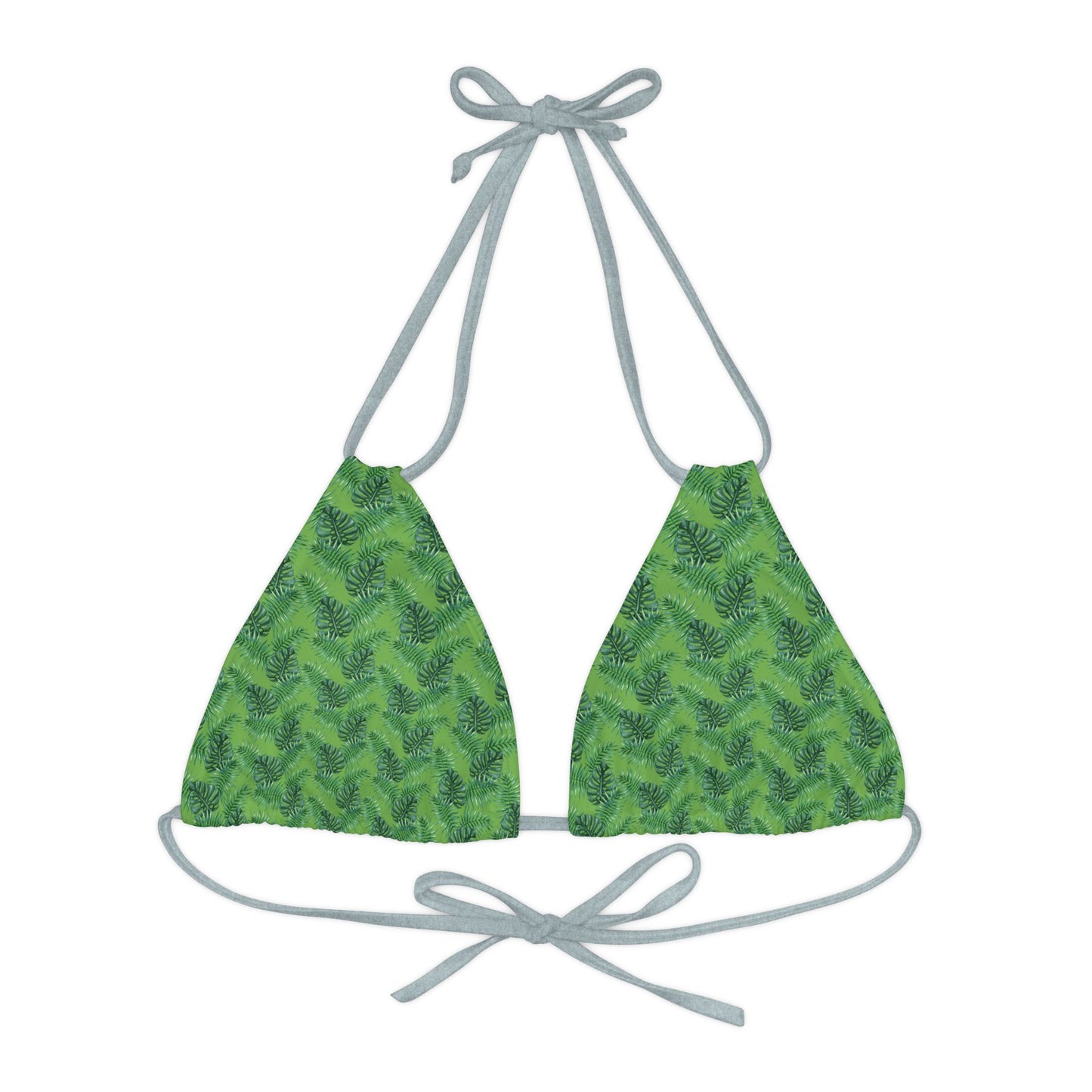 Green Tropical Bliss Strappy Triangle Bikini Top (AOP)- (PY)