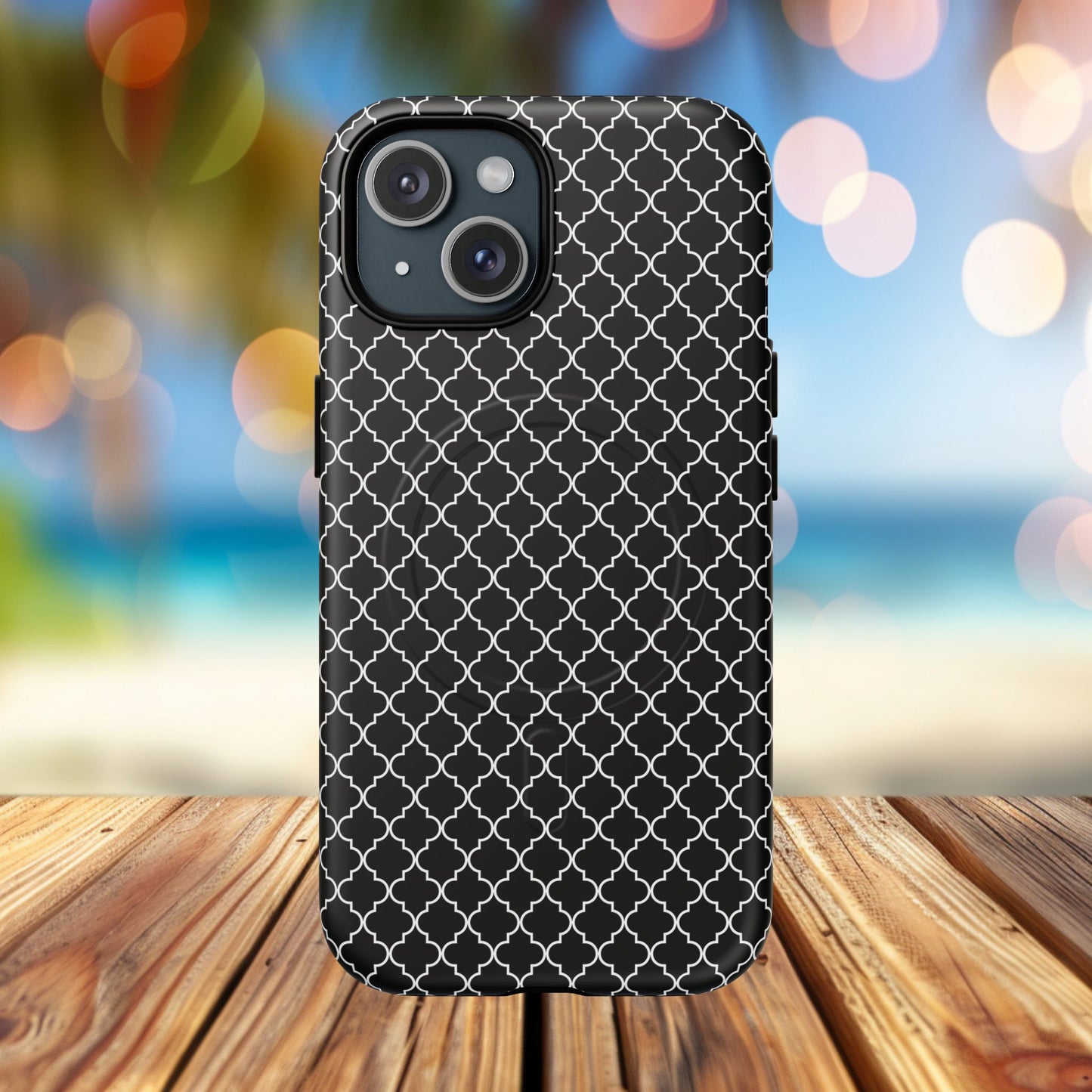 Noir Mosaic Tough iPhone Magnetic Case, Geometric Patterned Case, Durable iPhone Cover, Unique Tech Accessories, Perfect Gift for Him/Her