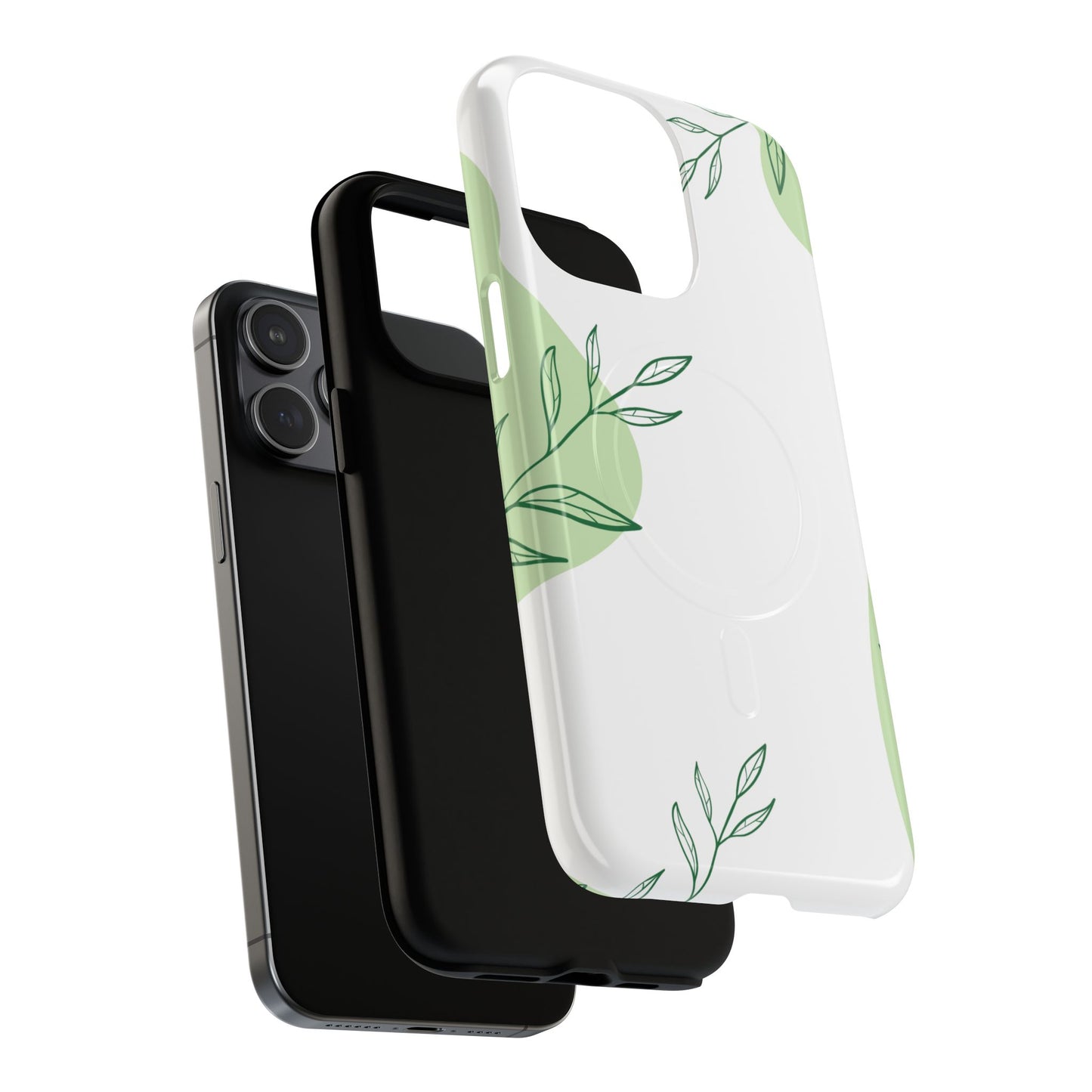 Stylish Tough iPhone Magnetic Cases with Leaf Design, iPhone Protection Cases, Greenery iPhone Covers, Eco-Friendly iPhone Accessories, Gift for Her.