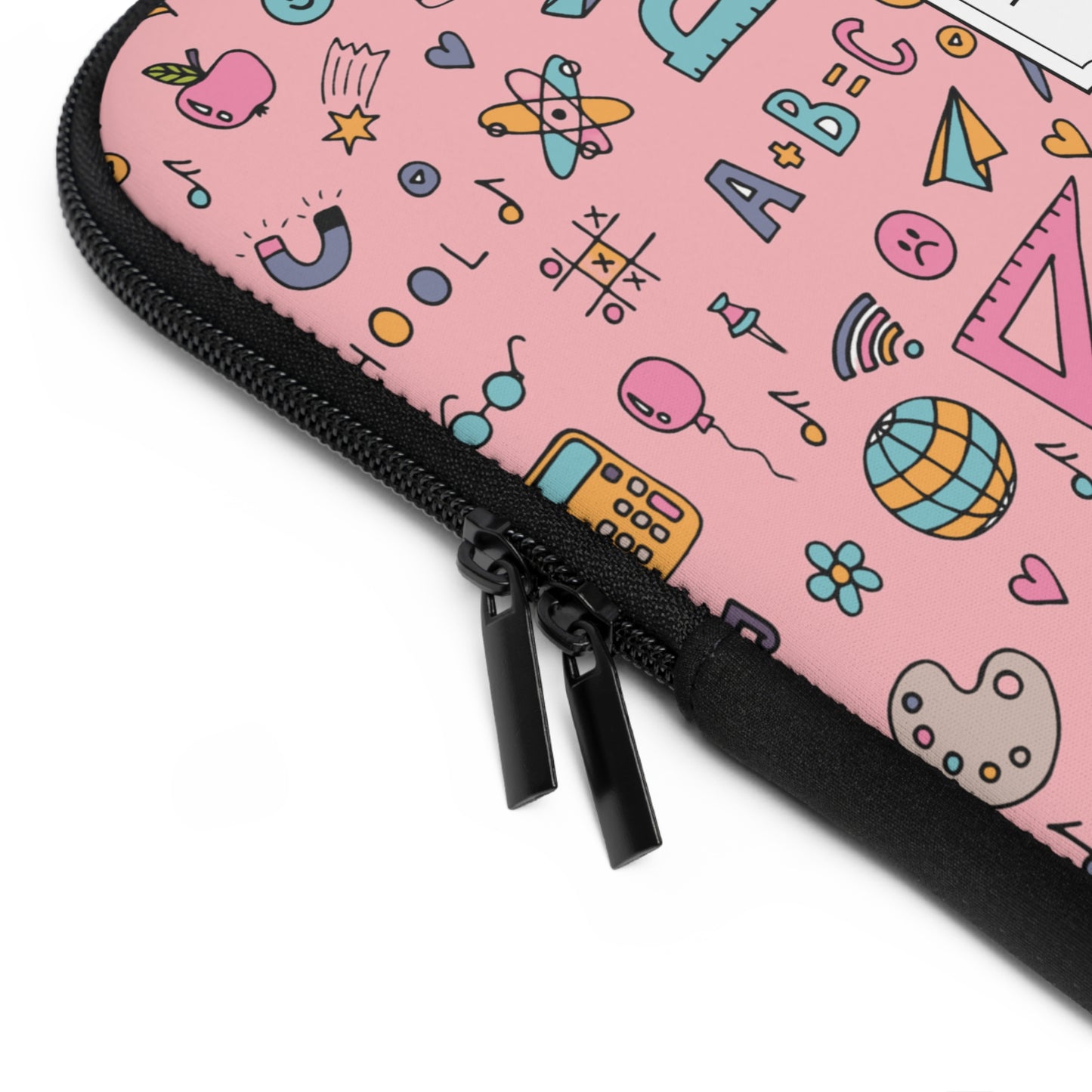 Personalized Pink Chalkboard Chic Laptop Sleeve with Composition Book Inspired Design, Customizable Tech Case, School Supplies, Gift for Students, College Essentials, Back to School